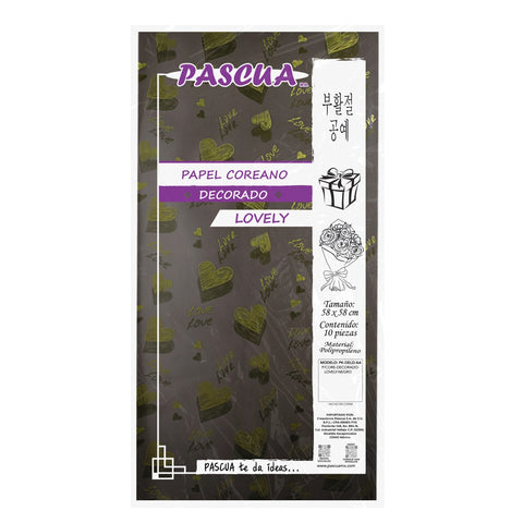 Papel Coreano Decorado Lovely C/10 Negro