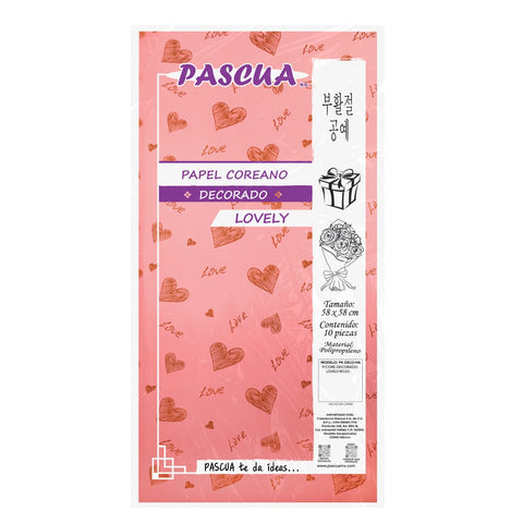Papel Coreano Decorado Lovely C/10 Rojo