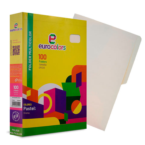 Folder Eurocolors Oficio Crema Pastel C/100 PU0058