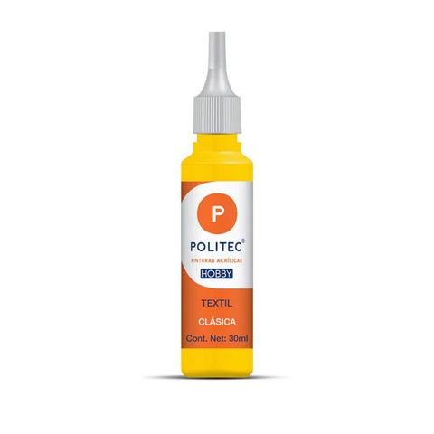 Pintura Textil Politec 30 Ml 602 Amarillo Medio C/12