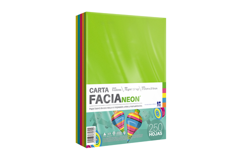 Hojas Colores Facia Neon Mix C/250