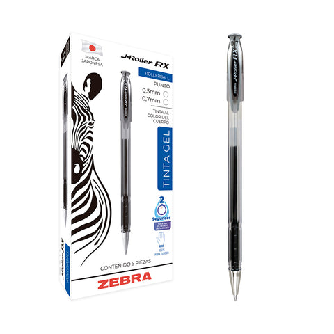 Bolígrafo Zebra J. Roller 7Mm Gel Negro 8000 Rx C/6