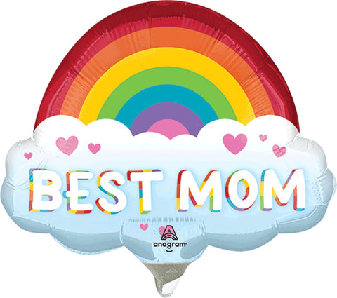 Globo Metálico Mini Shape Best Mom Brilliant Rainbow