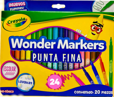 Plumón Crayola Punta Fina Wonder Markers C/24