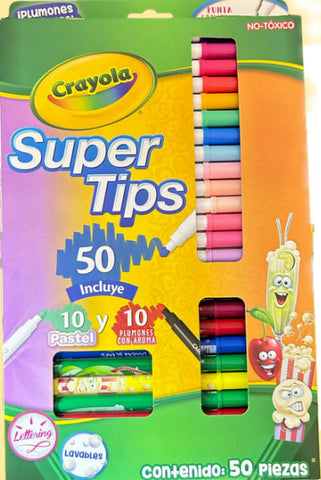 Plumón Crayola Delgado Super Tips C/50 (30+10 Aroma + 10 Pastel)