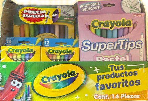 Kit Crayola C/14: 4 De 12 Super Tip, 3 De 12  Wonder, 3 De 12 Super Tip Pastel