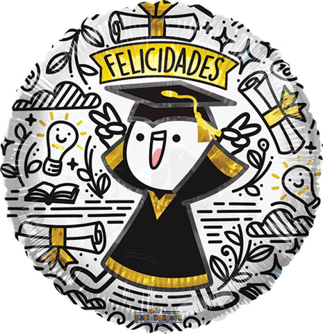 Globo MetÌÁlico 24" Felicidades Graduado Doodle