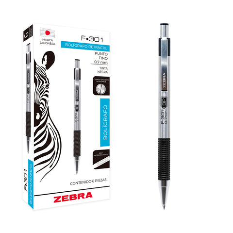 Bolígrafo Zebra F-301 Negro 0.7m 7000 C/6