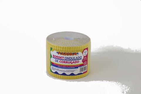 Papel Bordet Ondulado De Corrugado Amarillo Canario 10Cm X 7.5 Mt