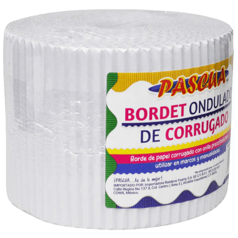 Papel Bordet Ondulado De Corrugado Blanco 10Cm X 7.5 Mt