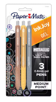 Bolígrafo Paper Mate Ink Joy Gel Tractil Surtido C/3 Metalica