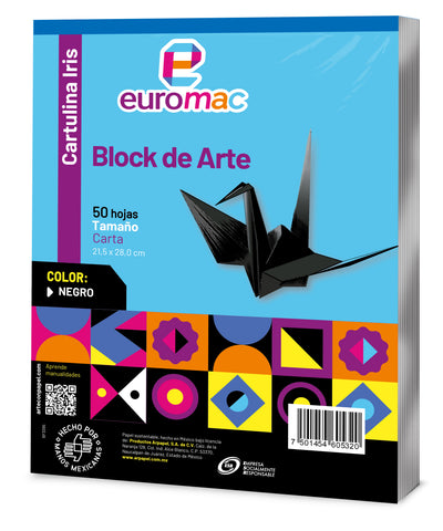 Block Arte Euromac Cartulina Iris Negro C/50 Carta EI0149