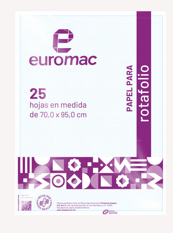 Papel Rotafolio Euromac 70x95 Cuadro 7MM C/25 RT0009