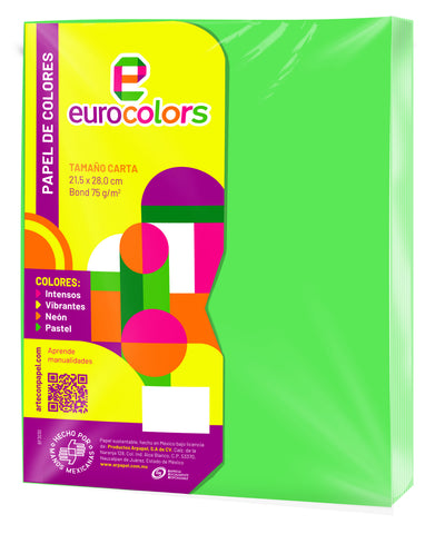 Hojas De Colores Eurocolors C/100 EC0093 Verde Neon