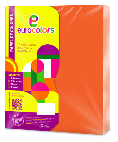Hojas De Colores Eurocolors C/100 EC0096 Naranja Neon