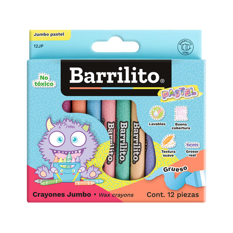 Crayón Barrilito Jumbo Pastel C/12