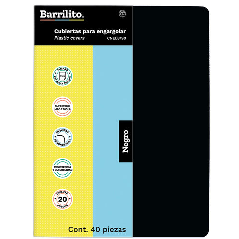 Pasta Barrilito Lisa Negra T/Carta C/40
