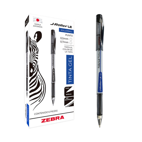 Bolígrafo Zebra J. Roller 7Mm Gel Negra 8000 Le C/6
