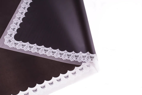 Papel Coreano Orilla Encaje Bco II C/20 Negro 439