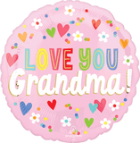 Globo Metálico 17C Love You Grandma Hearts & Flowers