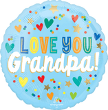 Globo Metálico 17C Love You Grandpa Hearts & Stars