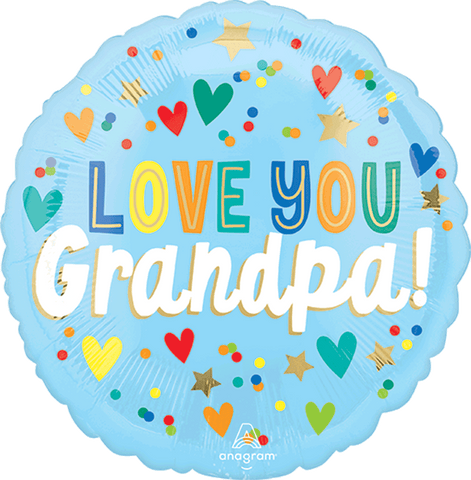 Globo Metálico 17C Love You Grandpa Hearts & Stars