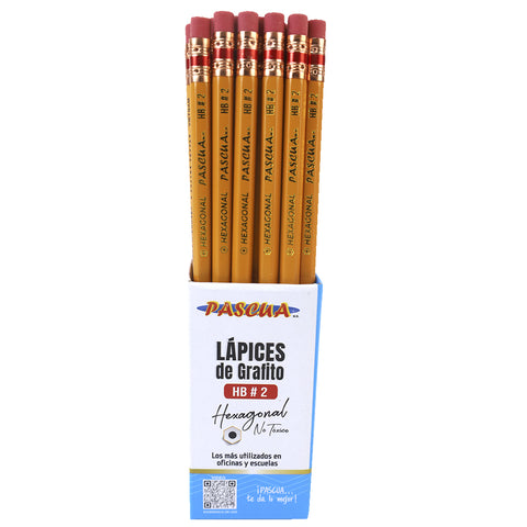 Lápiz Pascua Grafito Hexagonal Amarillo #2 C/36 LAMP-JBHX36