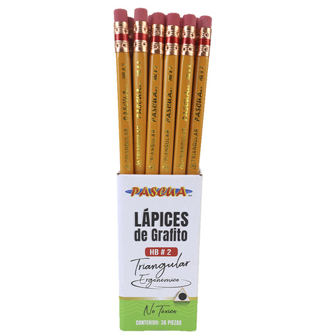 Lápiz Pascua Grafito Triangular Amarillo #2 C/36 LAMP-JBHB36