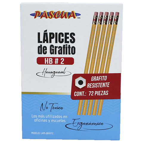 Lápiz Pascua Grafito Hexagonal Amarillo #2 C/72 LAMP-JBHX72