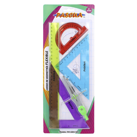 Juego Geométrico Flex Translucido 5 Pzs PA-GEO-120