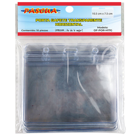 Porta Gafete Pascua Transparente Horizontal 10X7.5 C/10 OF-POR-H17G