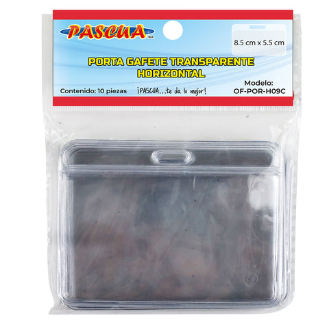 Porta Gafete Pascua Transparente Horizontal 8.5X5.5 C/10 OF-POR-H09C