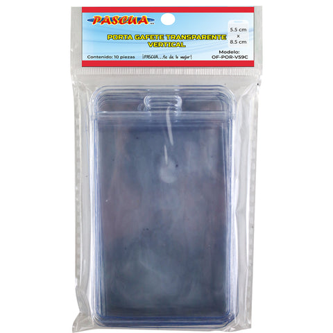 Porta Gafete Pascua Transparente Vertical 5.5X8.5 C/10 OF-POR-V59C