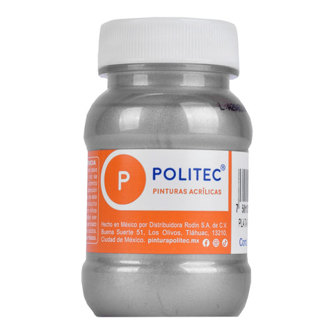 Pintura Acrílica Politec 100Ml 705 Plata Perlada C/6