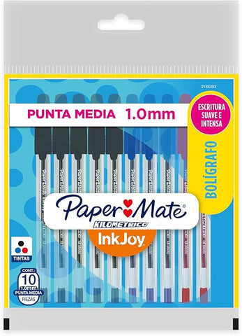 Bolígrafo Paper Mate Kilométrico 100 Basico C/10 (Bolsa)