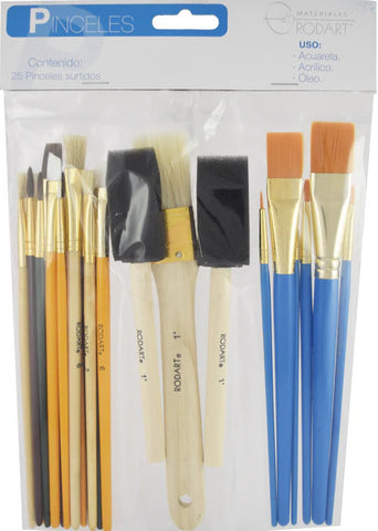 Pincel Rodart Juego C/25 Surtido Todo Uso