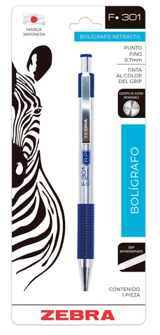 Bolígrafo Zebra F-301 Azul 0.7M 7018 Blister C/1
