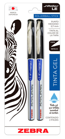 Bolígrafo Zebra J.Roller 7Mm Gel Negra 8020 Le Blister C/2