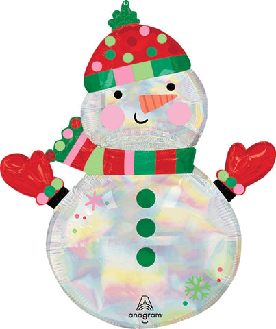 Globo MetÌÁlico Super Shape Iridescent Snowman