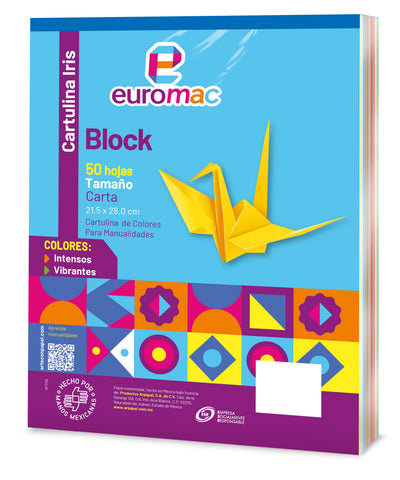 Block Euromac Cartulina Iris Arcoiris C/50 EI0080