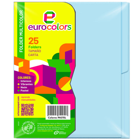 Folder Eurocolor Carta Azul Pastel PU0005 C/25