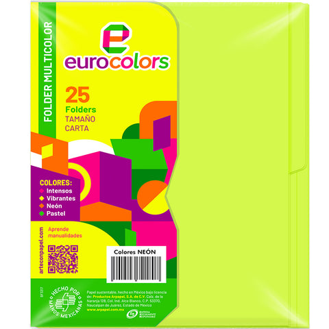 Folder Eurocolor Carta Amarillo Neon PU0020 C/25