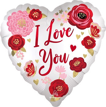 Globo Metalico 17H Satin Love You Flowers