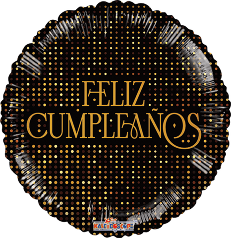 Globo Metalico 18C Feliz Cumpleaños Golden Dots