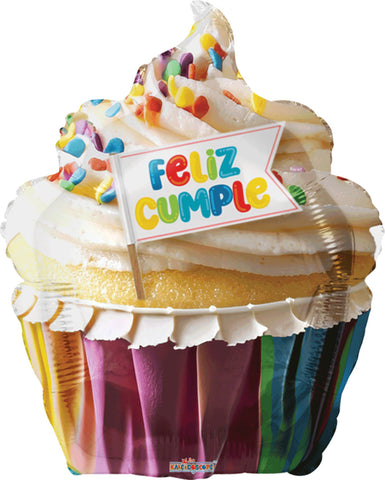 Globo Metalico Junior Shape Feliz Cumpleaños Cupcake Banderin
