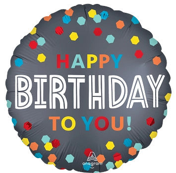 Globo Metalico 17C Satin Confetti Burst Bday