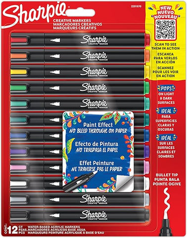 Marcador Acrilico Sharpie Fino C/12 Surtido 2212829