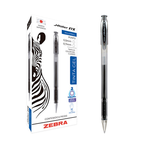 Bolígrafo Zebra J.Roller 5Mm Negro C/6