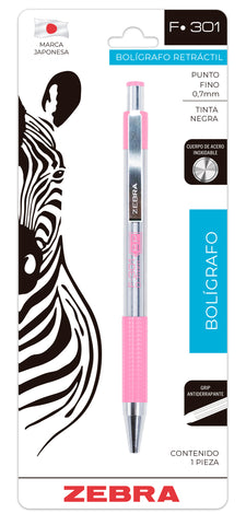 Bolígrafo Zebra F-301 Rosa (T/Negra) 0.7M 7014 Blister C/1
