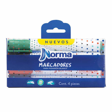 Marcador Norma P/Pizarron Blanco C/4 Blister 587609